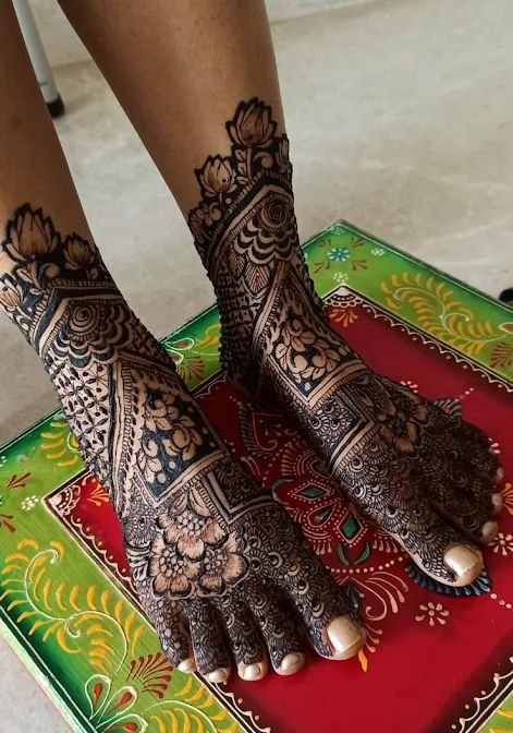 Foot & Leg Mehendi design #5 on hands, Bangalore