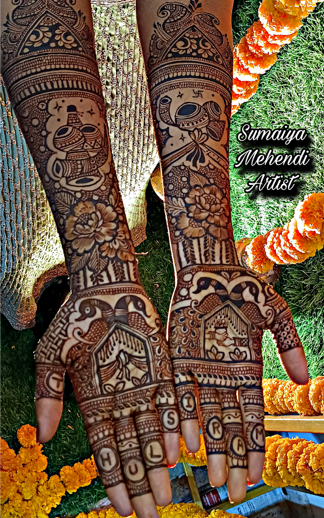 Engagement Mehendi design #4 on hands, Bangalore