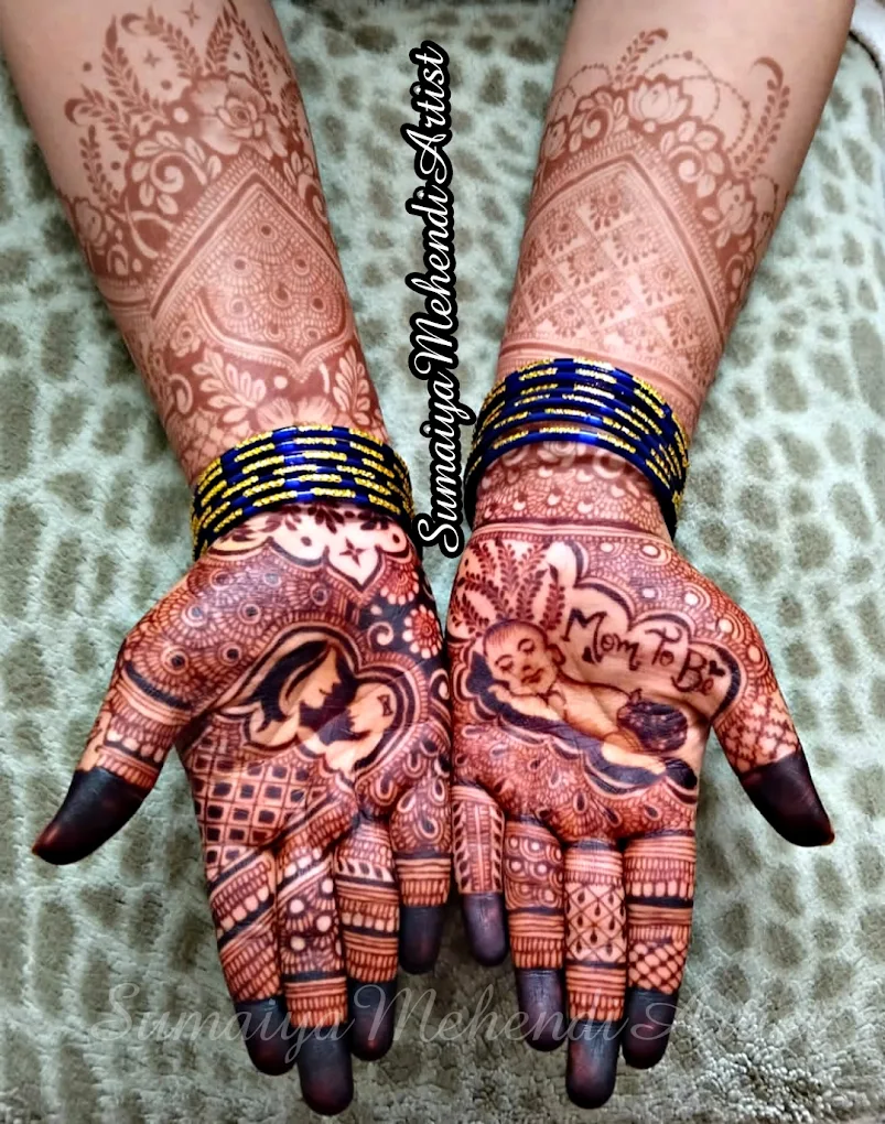 Baby Shower Mehendi design #8 on hands, Bangalore