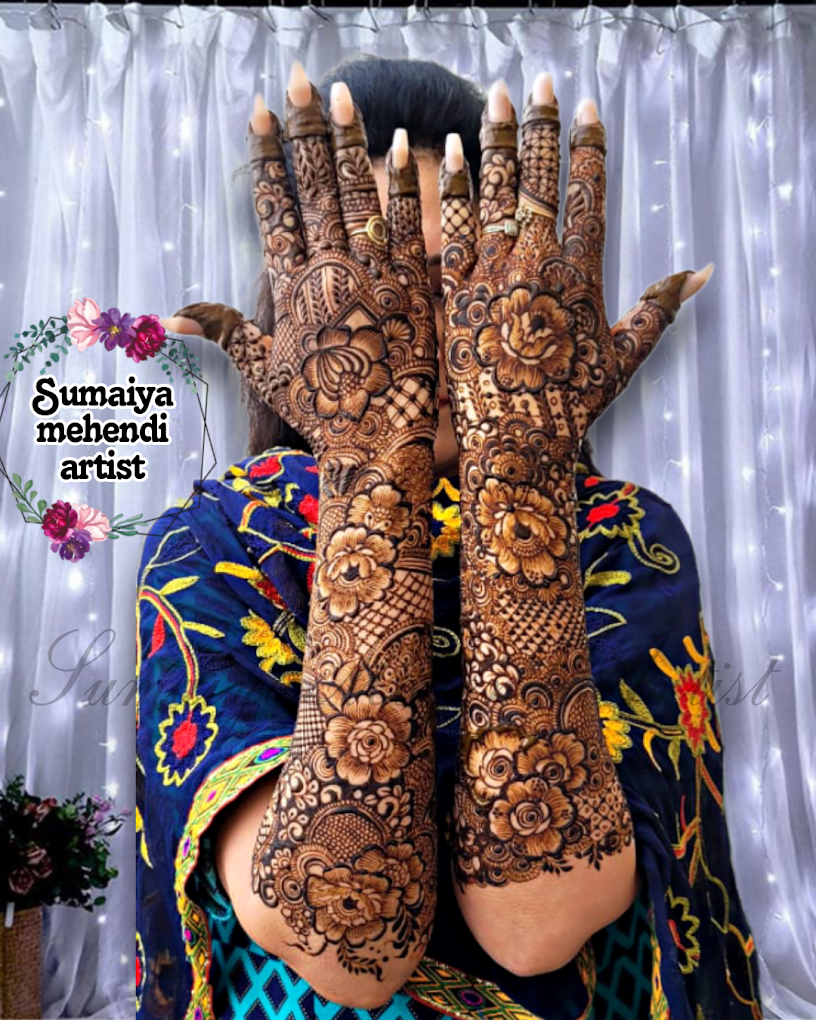 Bridal Mehendi design #6 on hands, Bangalore