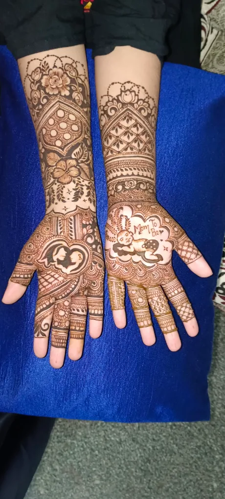 Baby Shower Mehendi design #4 on hands, Bangalore