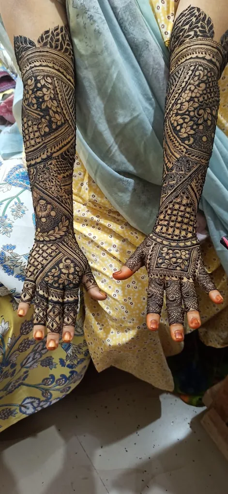Engagement hand henna closeup