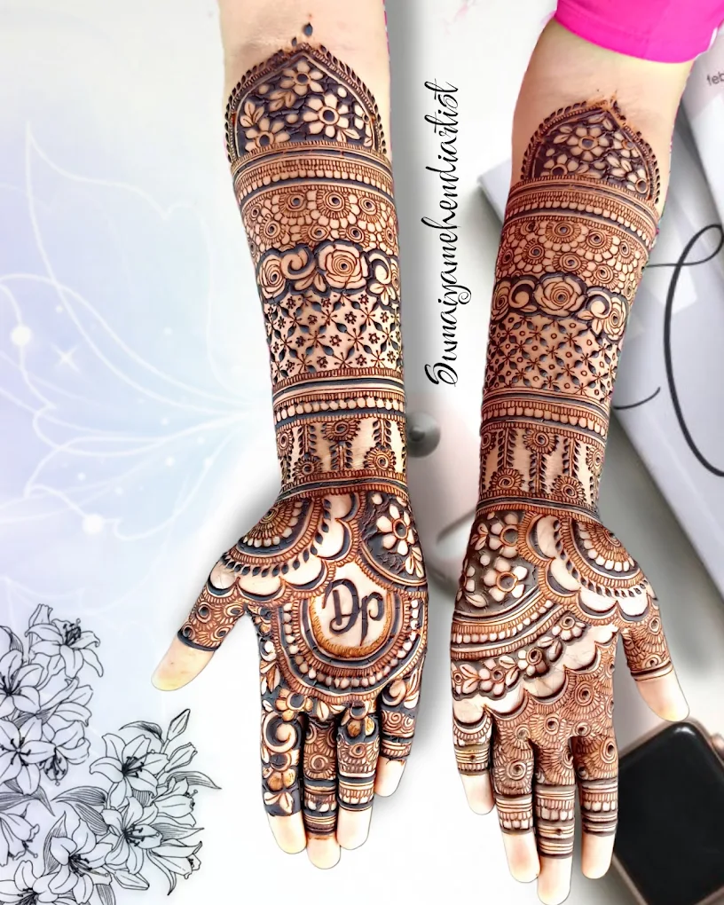 Engagement Mehendi design #2 on hands, Bangalore