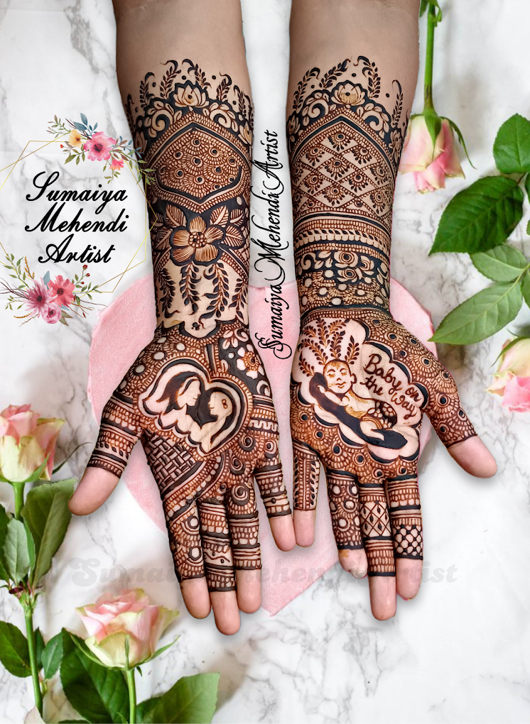 Baby Shower Mehendi design #6 on hands, Bangalore