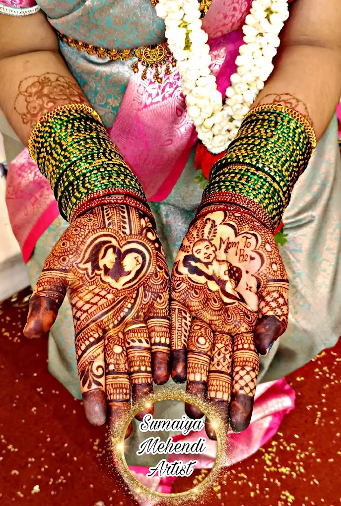 Baby Shower Mehendi design #3 on hands, Bangalore