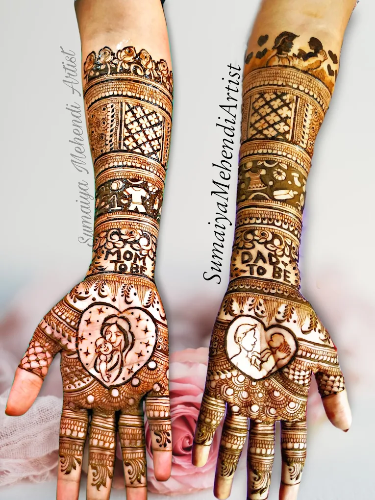 Baby Shower Mehendi design #5 on hands, Bangalore