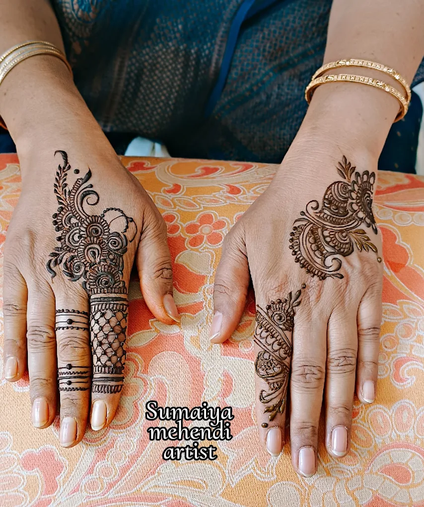 Minimal Mehendi design #4 on hands, Bangalore